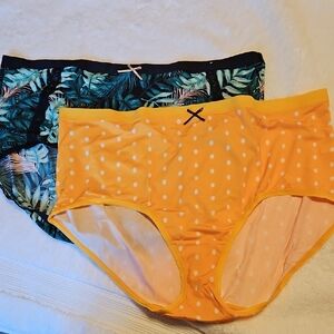 Cacique Tropical Leaf and Gold/yellow Dot Full Brief Panties